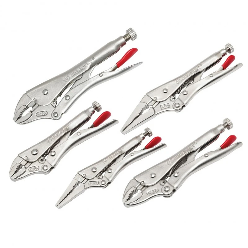 Budget 🌟 Crescent Locking Plier Long Nose And Curved Jaw 5pc Set CLP5SETN 🎁 3 Budget 🌟 Crescent Locking Plier Long Nose And Curved Jaw 5pc Set CLP5SETN 🎁