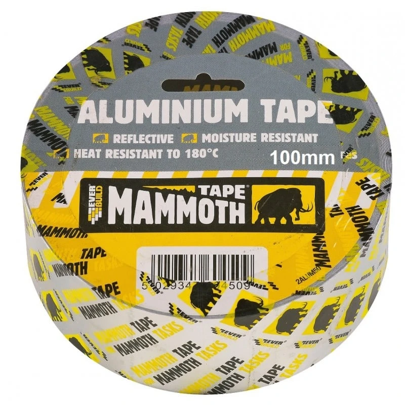 Cheap 😀 Mammoth Tapes Everbuild Mammoth Aluminium Tape 100mm Silver 2ALUM100 🎉 3 Cheap 😀 Mammoth Tapes Everbuild Mammoth Aluminium Tape 100mm Silver 2ALUM100 🎉