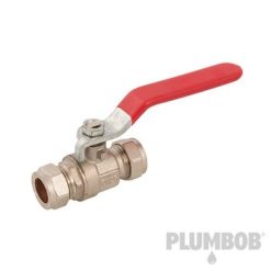 Promo ???? Plumbob Straight Red Lever Ball Valve 15mm 534802 ⭐