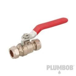 Promo 🤩 Plumbob Straight Red Lever Ball Valve 15mm 534802 ⭐